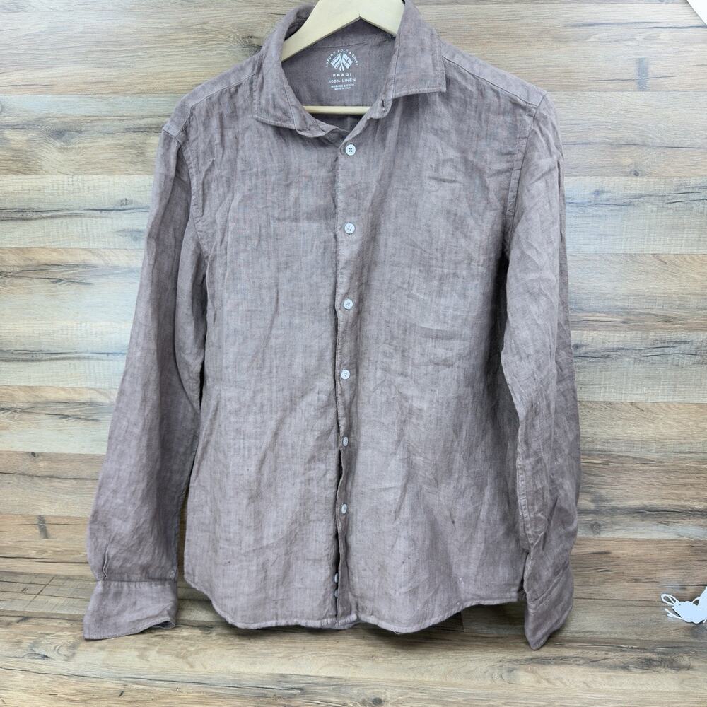 FRADI Compact Yarn Cotton Button Shirt Men's MEDIUM M EU 40 Brown
